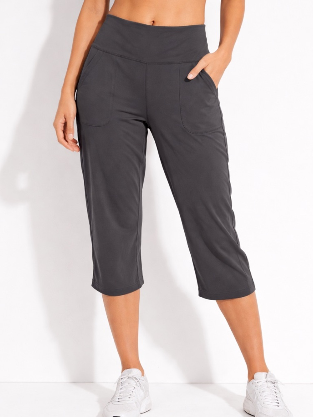 Willit High Waisted Gray Cropped Leggings w/ Pockets | Athletic Yoga Pants XL